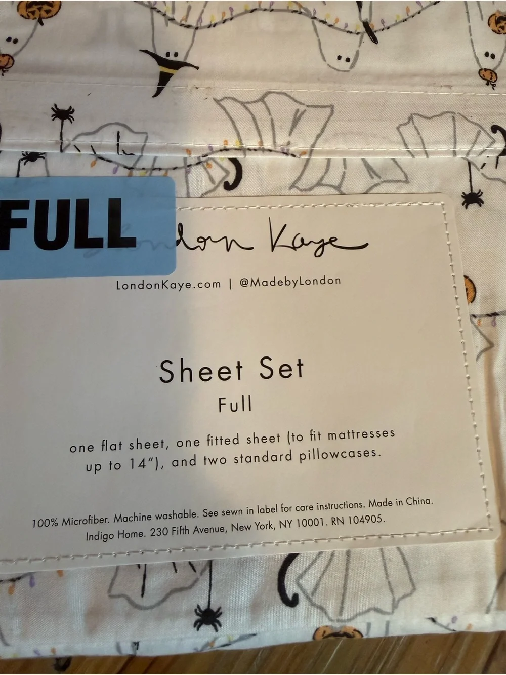 London Kaye Full Sheet Set NWT Ghost Summerween Halloween Cats Witch